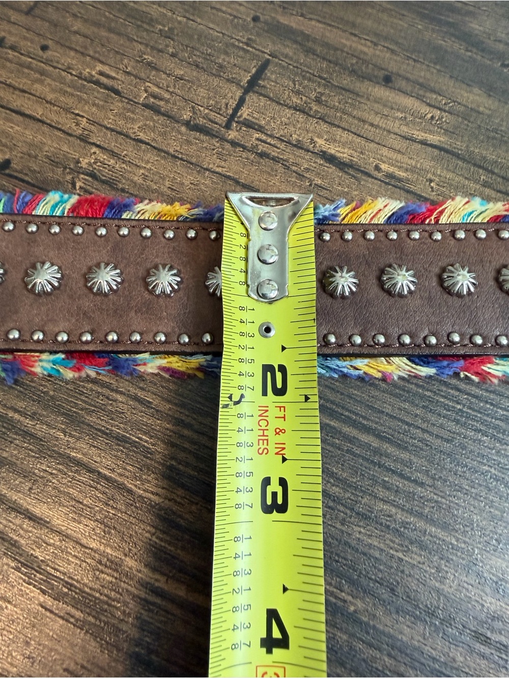 Nocona Western Belt Womens Leather Frayed Multicolored Studs Brown N3411902 - Picture 10 of 10